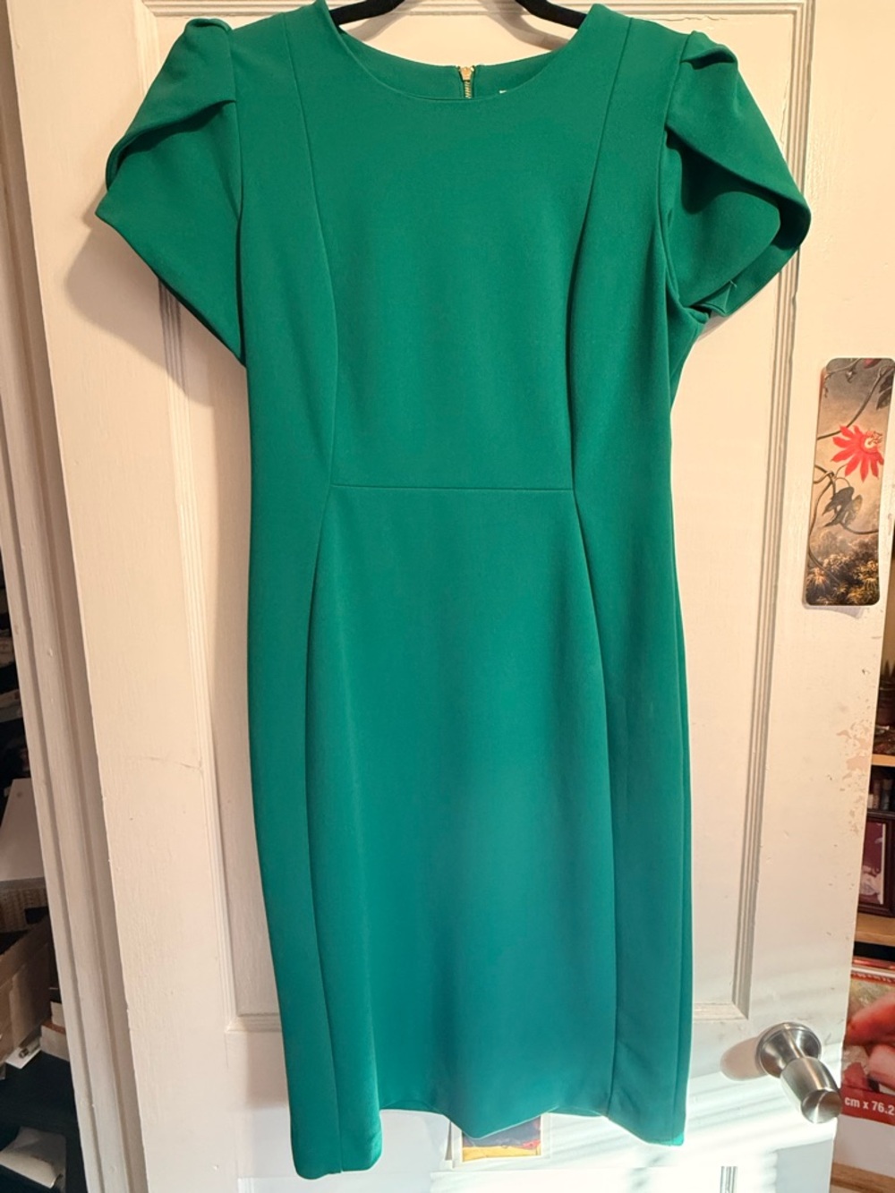 Calvin Klein Green Puff-Sleeve Sheath Dress